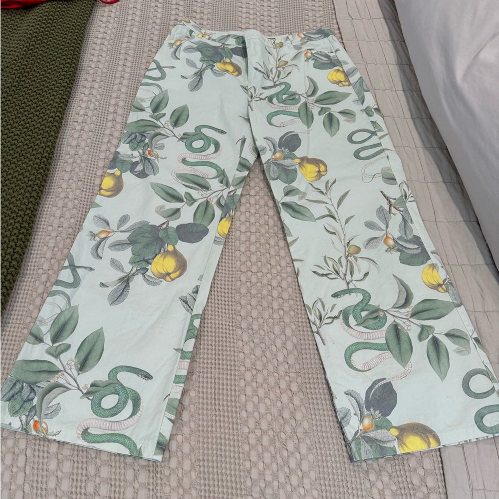 White Fox Lemon Floral Print Women Pants